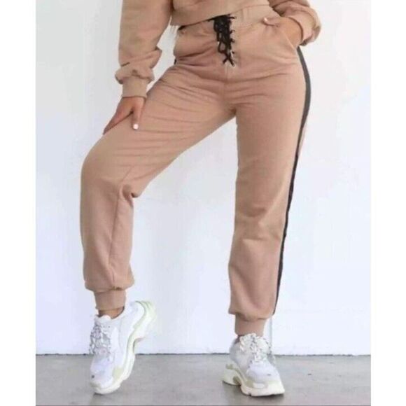 Tiger Mist Jogger Beige/Black Pacifica Lace -Up Track Pants, Size Xs - Picture 3 of 14